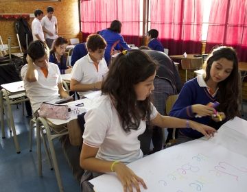 Chilean students working in Santiago classroom