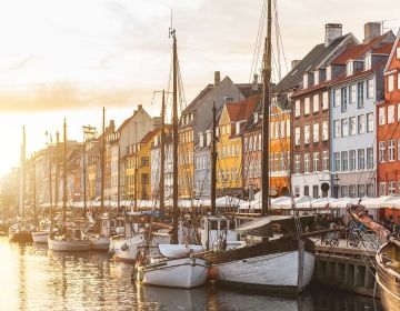 Copenhagen sailboats at sunset