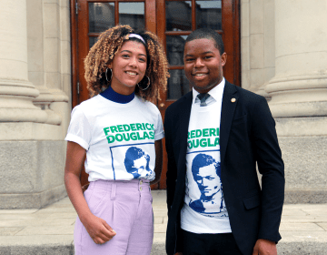 frederick douglass fellows smile together steps