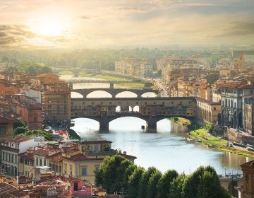 bridge canal florence italy dusk