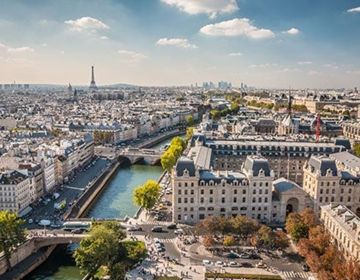 france aerial view paris sunny day city