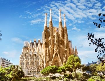 historic building in barcelona city center sunny