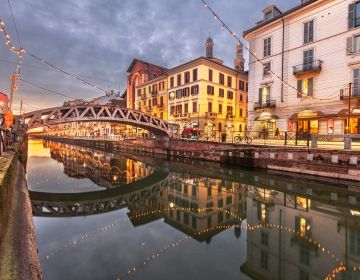 Milan river canal at night