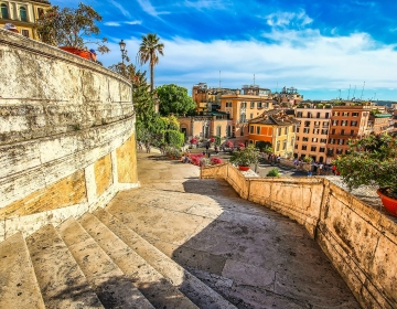 park with steps in rome overlook city