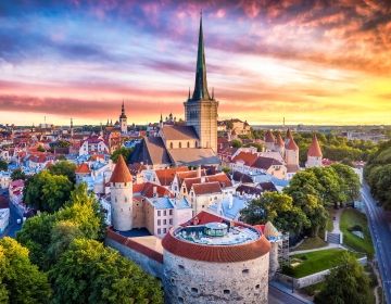 Tallinn church skyline sunset