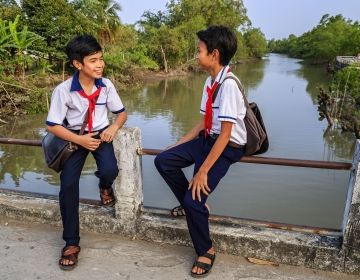 Vietnamese boys in school uniforms