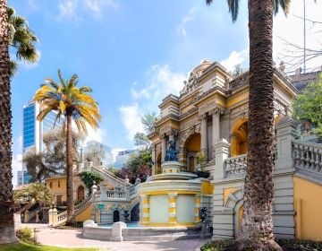 santiago chile fountain sunny day