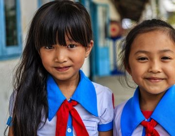 Vietnamese girls in school uniforms