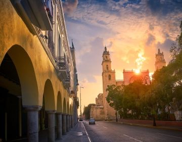 yucatan tower at sunset