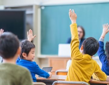 Students raising hands