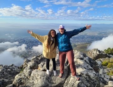2 students on cliff