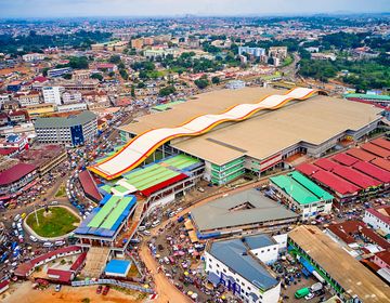 overhead view of kumasi market in legon