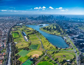 melboune park and lake aerial