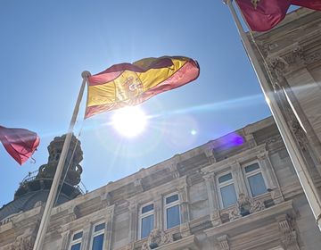 sunny flags in Spain