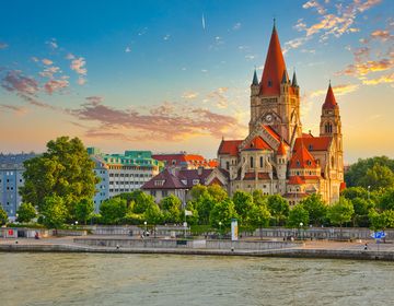 Church Heiliger Franz of Assisi at Mexikoplatz in Vienna, Austria