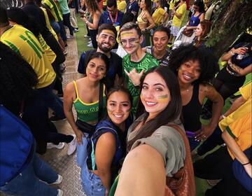 Student selfie at World Cup watch party