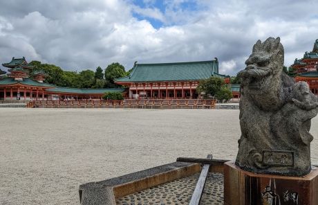 kyoto dragon statue at the heian shrine