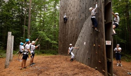 Wall climbing at summer camp