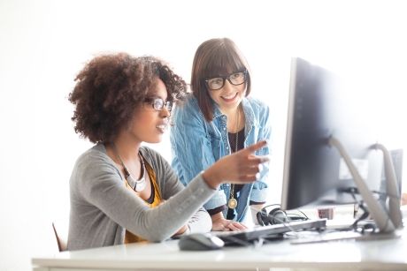 Businesswomen collaborating