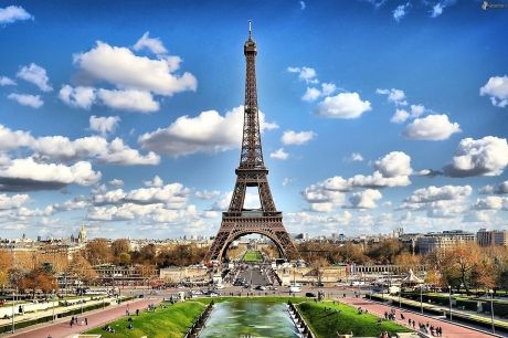 paris eiffel tower aerial