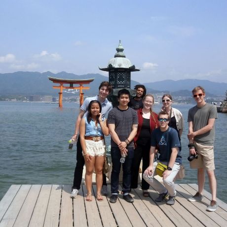 tokyo students by miyajima dock