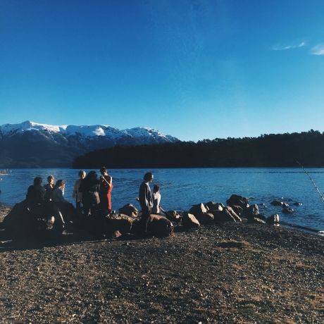mountains and lake in argentina student trip