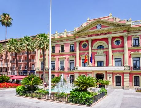 Pink building in Murcia, Spain