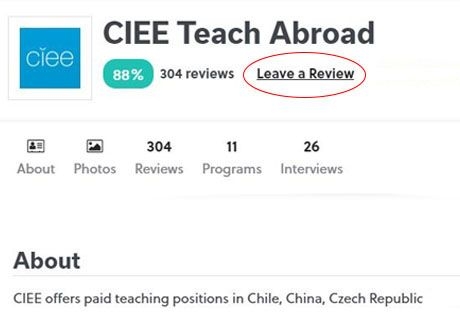 GoOverseas CIEE Teach Abroad Leave a Review Steps
