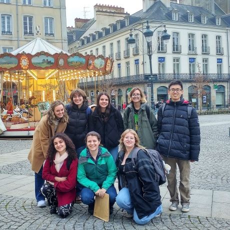 rennes students group photo plaza carousel