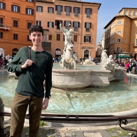 student with fountain abroad rome italy