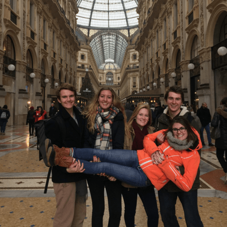 student group photo abroad milan italy