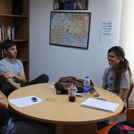 interns abroad ciee amman center table chatting