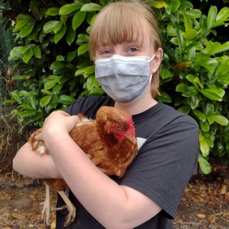 study abroad dublin student with chicken farm project