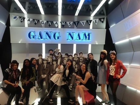 High school students posing in museum in Seoul