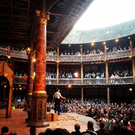 Shakespeare production on the stage of The Globe Theatre in London