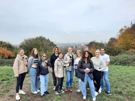 London students on a hill