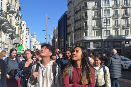 Madrid open campus students walking 