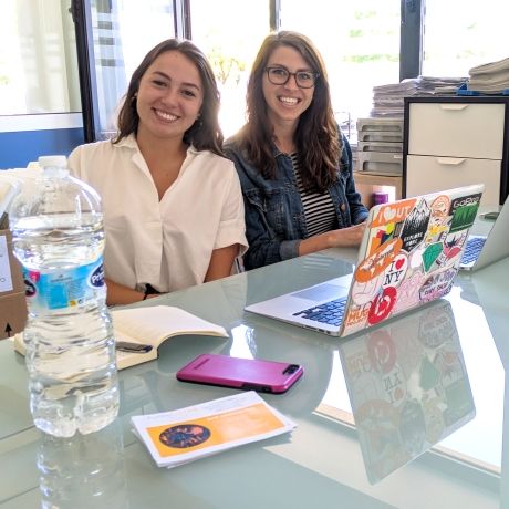 Seville student interns at their desk