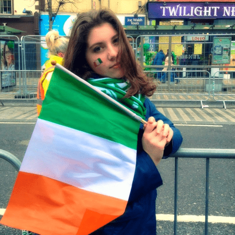 dublin student with flag