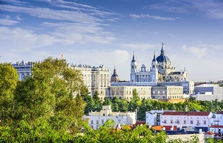 sunny day madrid spain buildings