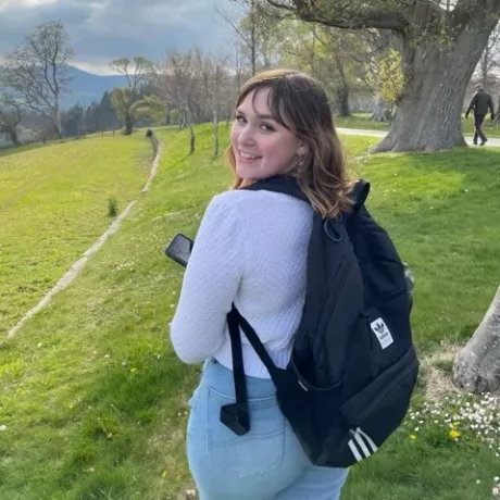 Student in Powerscourt gardens in County Wicklow, Ireland