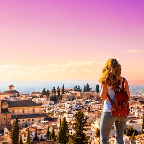 seville student overlooking granada at dusk