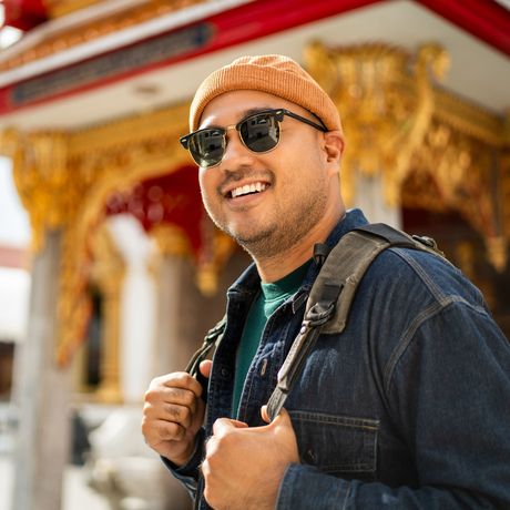 Touring a temple in Bangkok