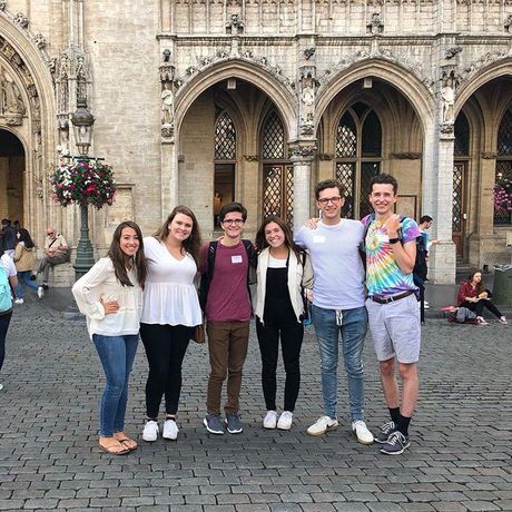 CIEE students posing in streets of Brussels, Belgium