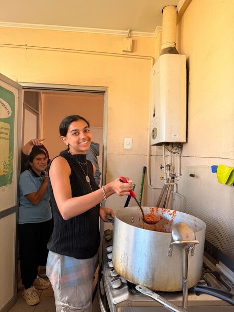 CIEE student volunteering at food kitchen in Santiago, Chile