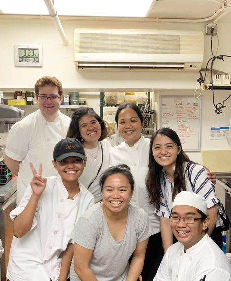 Intern in kitchen