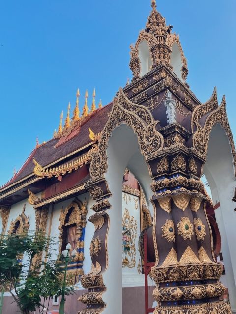 A view from below of a Thai temple