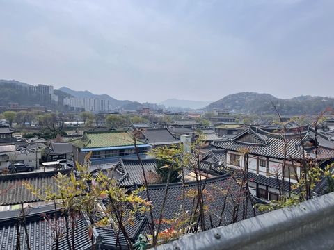 A wide angle photo of the Hanok Village in Jeonju