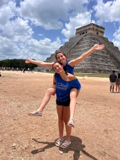 Two students at Chichen Itza