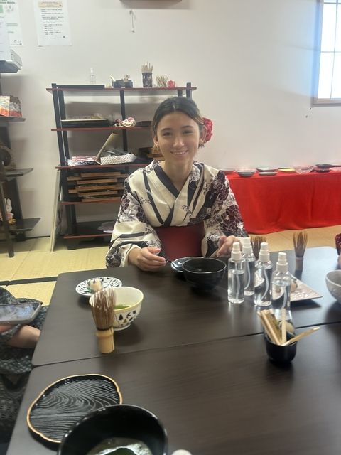 student smiling in yukata